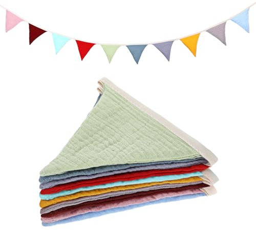 Wimpelkette aus Stoff Lange Wimpelkette für Kinderzimmer Girlande Musselin Baumwollstoff Wimpelkette Bunt für Party Wanddekoration Geschenk