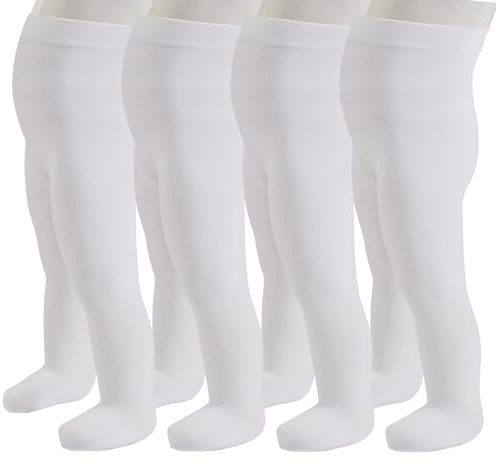 PIKY PACK 4 Pares Medias de Bebe, Medias para niñas, Panty Bebe Microfibra 40 DEN, Rosa, Blanco, Made in Italy