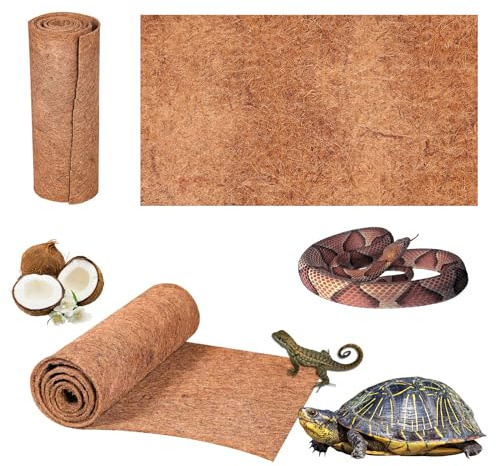 Tortoise Bedding Kokosfaser – 3 Rollen (50 x 30 cm), natürlicher, umweltfreundlicher Reptilienteppich, atmungsaktives Schildkrötensubstrat, weiche Schlangen-Bettwäsche, Reptilienmatte für Leopard