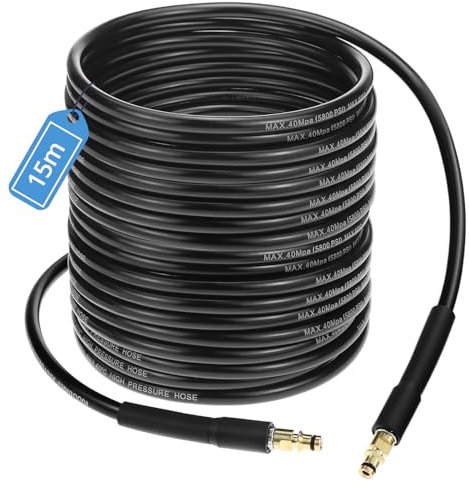 QWORK® 15m Tuyau de rechange pour laveuse haute pression, compatible avec les nettoyeurs haute pression K-Series K2, K3, K4, K5, K6, K7