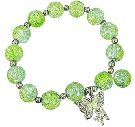 FGUUTYM Bracelets à perles pour femmes Bracelet en perles de verre Bracelet à breloques papillon Bracelet pour femme Bracelet viking en argent, taille unique, Verre, Pas de gemme