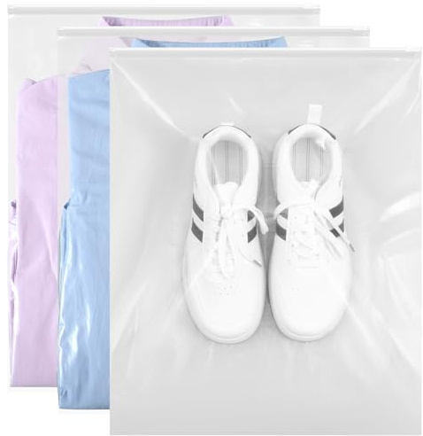 40Pcs Reusable Ziplock Bags, 40 x 50 cm Travel Clothes Bags Transparent Large Storage Bag Plastic Seal Clothes Bags for Clothes, Shoes, Cosmetics