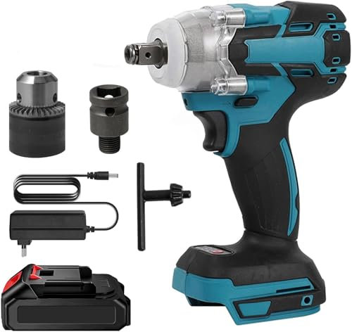 Oamger Bürstenloser Akku-Schlagschrauber, 520 Nm, Schlagschrauber, 18 V, Akku-Schlagschrauber, 4200 U/min, Akku-Bohrschrauber mit Schnellladegerät und 1