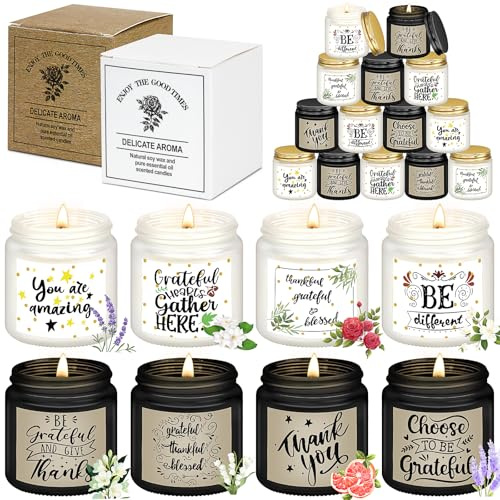 24 Pcs Scented Candles Gifts Set for Women, Scented Candles Set, Soy Wax Candle, Large Candles in Glass, Gift Set for Mum, Christmas, Birthday, Bath, Yoga, Relaxation, 8 Fragrance