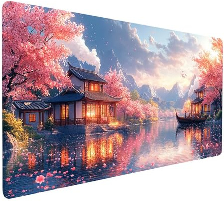 Mouse Mat Couple Gaming Mousepad Large 32 x 12 x 0.12Inches, Desk Mat for Wireless Mouse Keyboard Laptop, Waterproof Mousemat Sunset Stitched Edges Non-Slip Rubber Base for Office Gaming model-2024