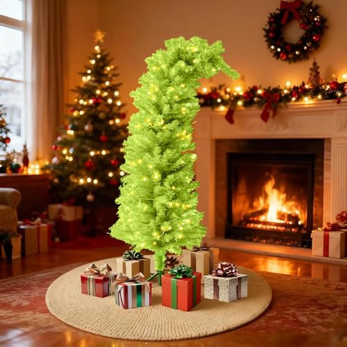 150cm Künstlicher Weihnachtsbaum, Grinch Weihnachtsbaum,Skurriler Grüner Weihnachtsbaum,Flammhemmendes PVC-Material, sofort einsatzbereit, schnelle Montage, geeignet für Innen- und Außenbereiche