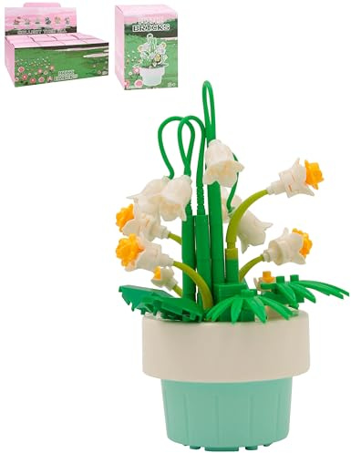 Lesser & Pavey Christmas Mini Bricks White Snowdrops Building Blocks For Home & Office | Artificial Flowers Mini Pots For Decor | Micro Bricks Sets For Adults & Kids | Lovely Gift For Women & Men