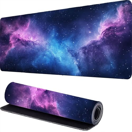 Sternenhimmel Gaming Mousepad 1400 x 600 x 3mm Blau Mouse Pad XXL, Rutchfeste Mauspad Schreibtisch Unterlage, Mauspad Groß, Computer Desk Mat mit Anti-Rutsch-Gummiboden, für PC, Laptop, Gaming r-636
