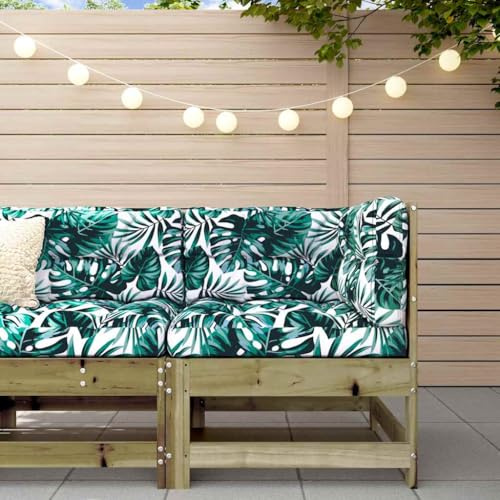 IBUQDDV Ecksofa mit Kissen aus imprägniertem Kiefernholz für Garten Terrasse, Robustes Holz Sofa mit modularem Design und wetterfesten Polstern