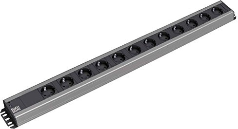 Bachmann 300.002 12AC outlet(s) 2m Schwarz, Grau - Verlängerungskabel (74 mm, 746 mm, 45 mm, 2 m, Schwarz, Grau)