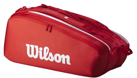 Wilson 2025 Super Tour Red Tennisschlägertasche – Rot/Weiß, für bis zu 9 Schläger