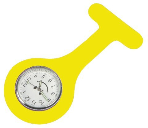 Tiga-Med Schwesternuhr Silikon Gelb Smiley Nadel Kitteluhr Krankeschwesteruhr Pulsuhr