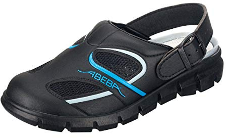 Abeba Clog 7341 - Dynamic Mikrofaser, schwarz/blau mit atmungsaktivemTextil, zertifiziert