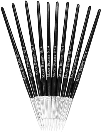 Major Brushes Sable Substitute Brushes Size 4 Pack of 10