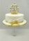 CAKE DECORATION GOLDEN 50th WEDDING ANNIVERSARY DIAMANTE CAKE TOPPER HEART WITH MATCHING RIBBON PACK