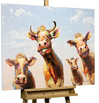 KunstLoft Acrylgemälde 'Agathe und Freunde' 100x75cm | 100% handgemaltes Acrylbild | braunes Motiv mit Goldglanz | signiert mit Echtheitszertifikat