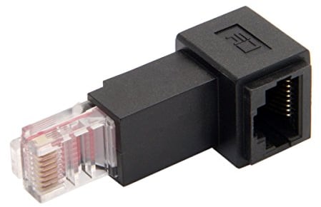 8P8C FTP STP UTP Cat 5e Male to Female LAN Ethernet Adapter 90 Degree Angled