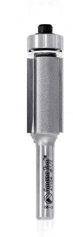 Amana Tool 47104 Flush Trim 1/2-Inch Diameter by 1-Inch Cutting Height by 1/4-Inch Shank 2-Flute Router Bit