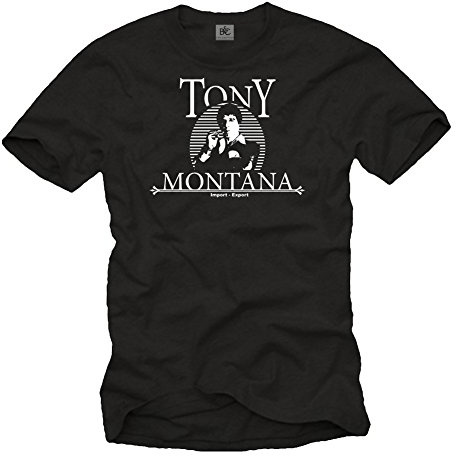 MAKAYA Cooles Gangster T-Shirt für Herren Scarface Schwarz Größe S-XXL