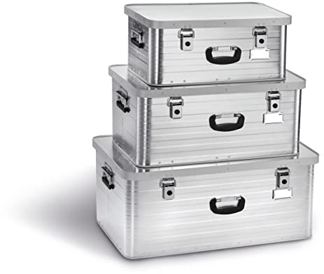 Enders Alubox TORONTO 47 L + 80 L + 130 L - Aluminiumbox mit 1 mm Wandstärke, extra stabil - spritzwasser- und staubdicht, stapelbar - Alukiste einsetzbar als Transportbox, Lagerbox, Werkzeugkiste