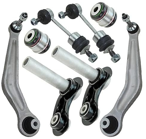BESTPRICE 2x Querlenker Hinterachse hinten unten links & rechts, 2x Integrallenker Hinterachse vorne, 2x Lagerung Achsschenkel, 2x Koppelstangen Stabilisator Kompatibel mit BMW 5er (E60), 5 Touring (E