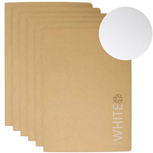 Artway - Skizzenheft - Umschlag aus Kraftpapier - Recycling-Qualität - 28 Seiten mit 130 g/m² - A4 - Weißes Papier - 6 Stück SKU-AF4FD30A, Weiß