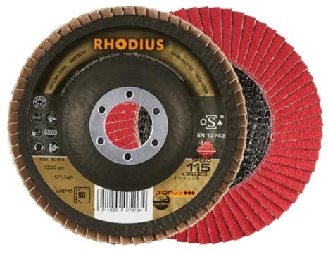 RHODIUS TOPline JUMBO SPEED EXTENDED Fächerschleifscheibe 115 x 22,23 mm K80 10 Stk