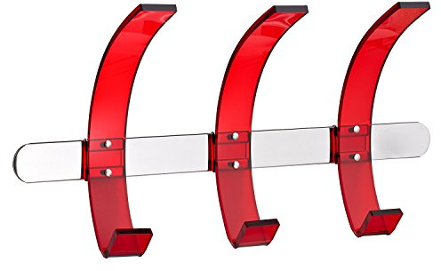 Alco-Albert 2871-12 - Wandgarderobe, transluzente Haken, Metall, Silber/Rot, 37 x 9.5 x 20 cm