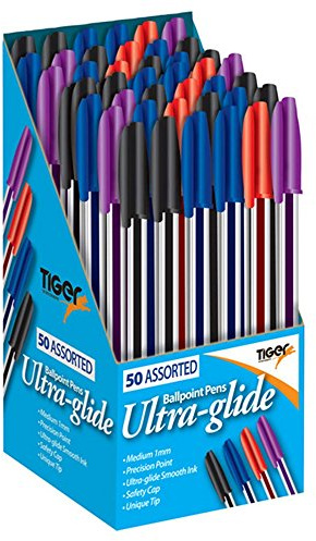 10 x Tiger Ultra-Glide Ballpoint Pens - Blue