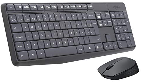 Logitech MK235 Combo Teclado y Ratón para Windows, 2,4 GHz con Receptor USB, Ratón Inalámbrico, 15 Teclas con Función, Batería de 3 Años, PC/Portátil, Disposición QWERTY Español - Negro