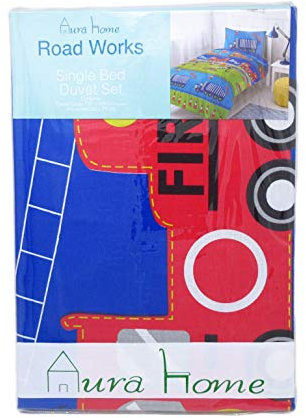 Aurahome (TM) Childrens Kids Single Road Works Duvet Cover and Pillowcase Set