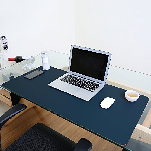 Paramount City Wasserdichte Schreibtischunterlage, Büro-Laptop-Schreibtischunterlage, PU-Leder-Schreibtischunterlage, Schreibtisch-Schreibunterlage mit doppeltem Verwendungszweck(Blau,120 x 60cm)