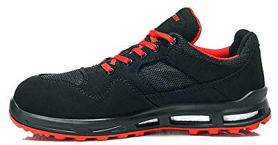ELTEN Sicherheitsschuhe LAKERS XXT Low ESD S1P, Damen und Herren, Textil, Kunststoffkappe (leichter als Stahlkappe), leicht, sportlich, Schwarz/Rot, Größe: 40