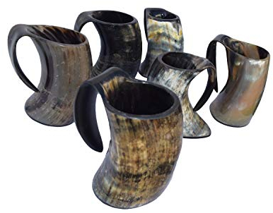 Set of 2 Handmade Viking Natural Horn Mug Tankard Large Norse Games of Thrones Fan 20 oz Beer Stein Beer Mug Best Gift