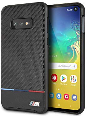 BMW BMHCS10LPUCARTCBK Motorsport Carbon Tricolor Stripe Cover for Samsung Galaxy S10e, Black