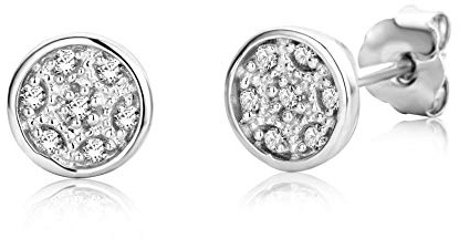 Miore Ohrringe Damen Diamant Ohrstecker Weißgold 9 Karat / 375 Gold mit Diamanten Brillanten 0.06 Ct, Schmuck