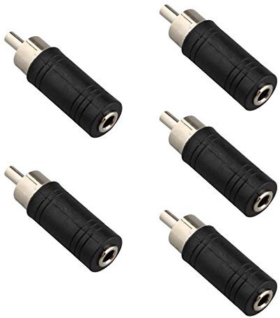 Jopto 5PCS 3.5mm Female Mono Jack to RCA Male Adapter High Performance Mini Jack Mono Female Socket to Single RCA Phono Male Plug Metal Audio Converter Professional AV Adapter Black