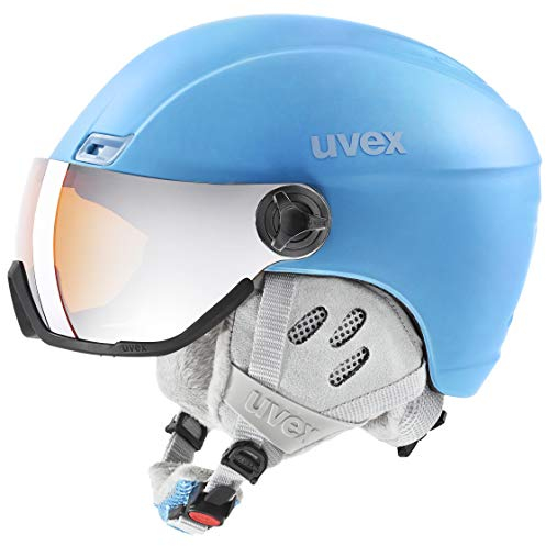 uvex hlmt 400 Visor Style - Leichter Skihelm für Damen und Herren - individuelle Größenanpassung - mit Visier - Cloudy Blue matt - 58-61 cm