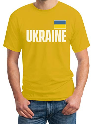 Ukraine Fußball WM Fanshirt Ukrajina Trikot Herren T-Shirt XL Gelb