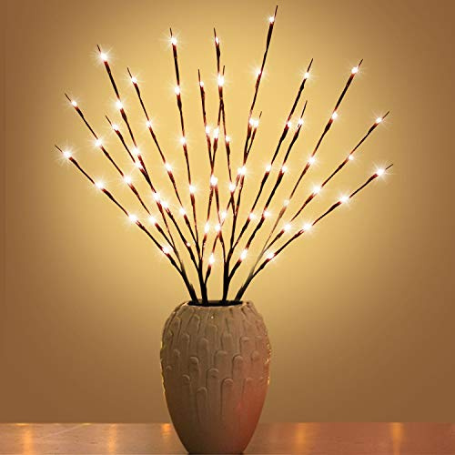 Led Branch Light Battery Operated Lighted Branches Vase Filler Willow Twig Lighted Branch 30 Inch 20 LED for Christmas Home Party Decoration Indoor Outdoor Use Pack of 2 Warm White