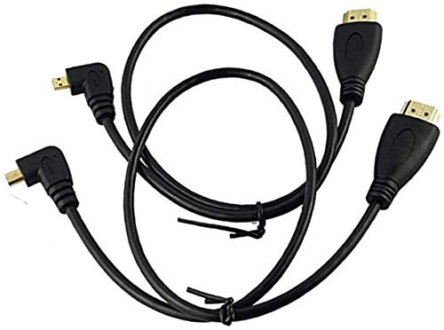 LiKuCo 2Pack 20 50CM 90 Degree Angle Micro HDMI Male To HDMI Male Cable Adapter Connector (Black 1pcs left+1pcs right)