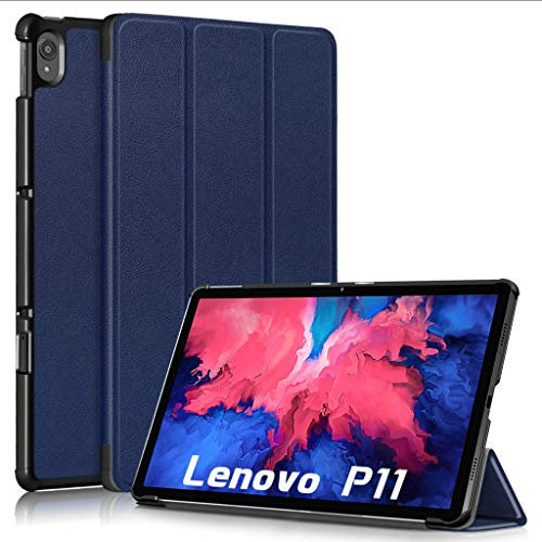 Kepuch Custer Funda Slim Smart Cover Fundas Carcasa Case Protectora de PU-Cuero para Lenovo Tab P11 2020 TB-J606/Lenovo Tab P11 Plus 2021 TB-J616 - Azul