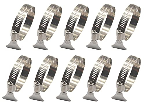 21-38mm Thumb Screw Key Adjustable Hose Clamps 304 Stainless Steel Worm Drive Pipes Clamps （10 Pieces