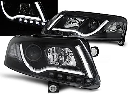 Led Light Tube Scheinwerfer in schwarz für Audi A6 C6 4F 04.2004-2008
