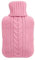 Primes DIY Hot Water Bottle with Knitted Cover, 2L Classic Rubber Hot Water Bag for Menstrual Cramps, Feet Warmer, Neck, Shoulders Pain Relief, Back & Cosy Nights, Hot and Cold Therapy (Pink)