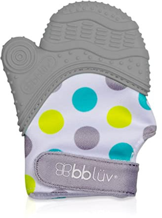 bblüv Glüv Silikon Teething Mittens für Babys mit unschlagbarem Dumb – Grau