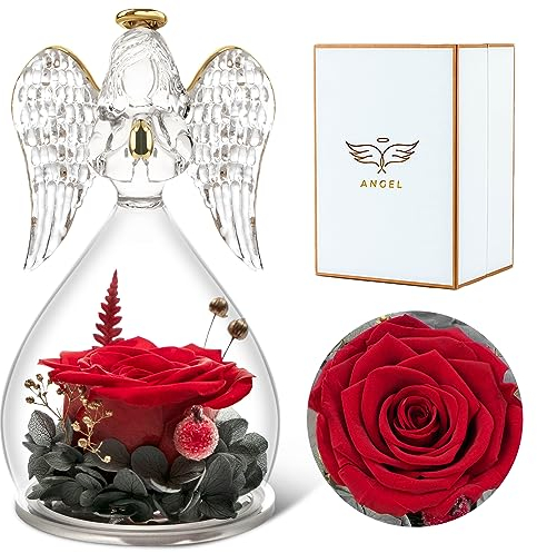 Sunia Ewige Rose Engel Geschenke für Frauen, Engel Figur Geschenke für Mama, Geburtstagsgeschenk für Frauen, Mutter Oma Geschenk, Schutzengel Rose Geschenke zum Muttertag Weihnachten Valentinstag