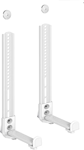 Sat-Fox Universal-Soundbar-Halterung mit rutschfestem Sockelhalter kompatibel mit Soundbars von 4 bis 18 cm Tiefe Weiss