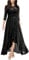 MIUSOL Women's Elegant Scoop Neck Floral Lace Formal Wedding Maxi Dress (Small, Black)