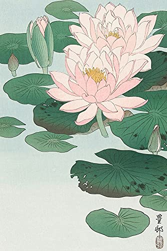 Feeling at home KUNSTDRUCK auf MATTE PAPIER 220gr Seerose Koson Ohara - Blumen vertikale Poster Blumen Bild auf Papier cm_135_X_90